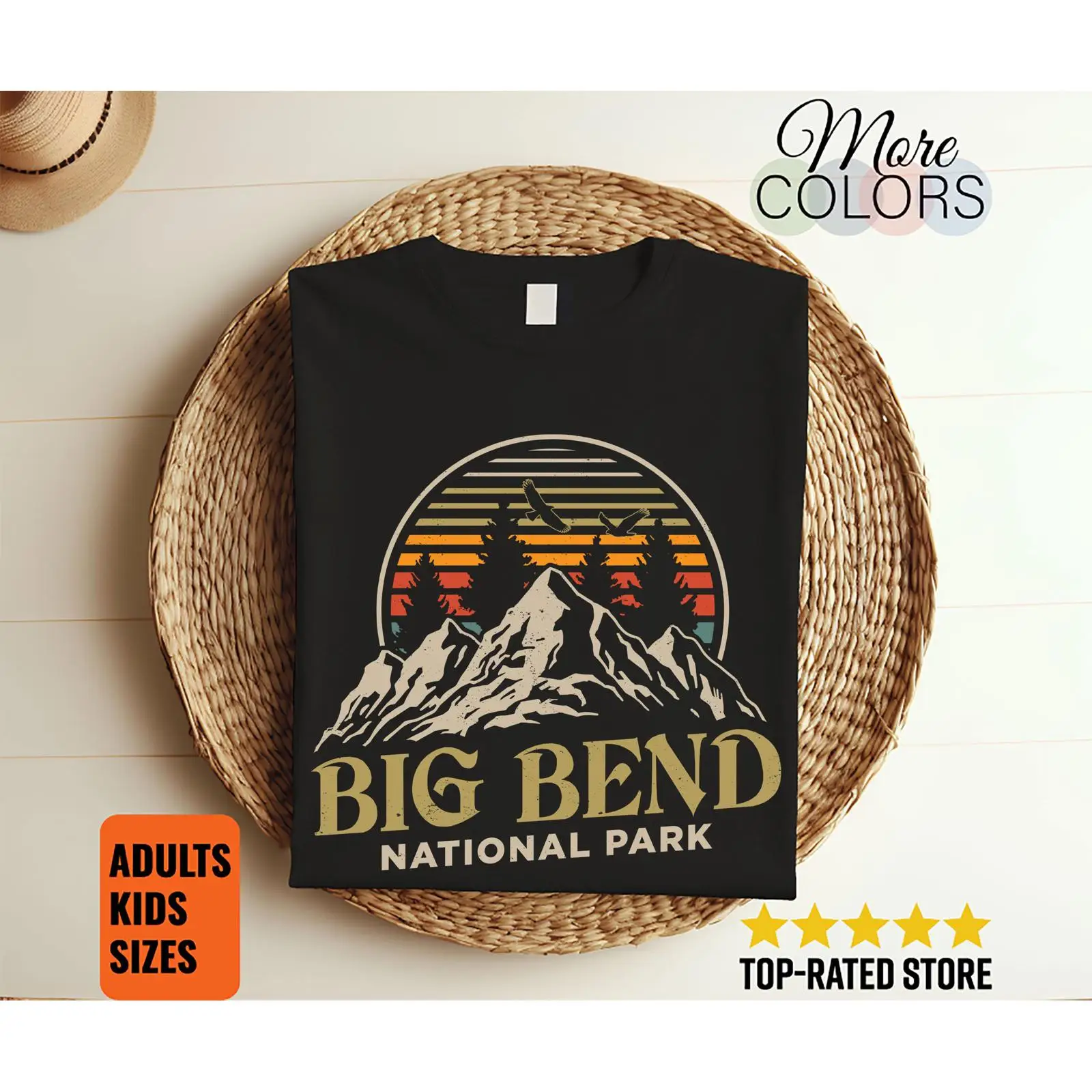 Outdoor Camping In Texas - Maglietta Vintage del Parco Nazionale Big