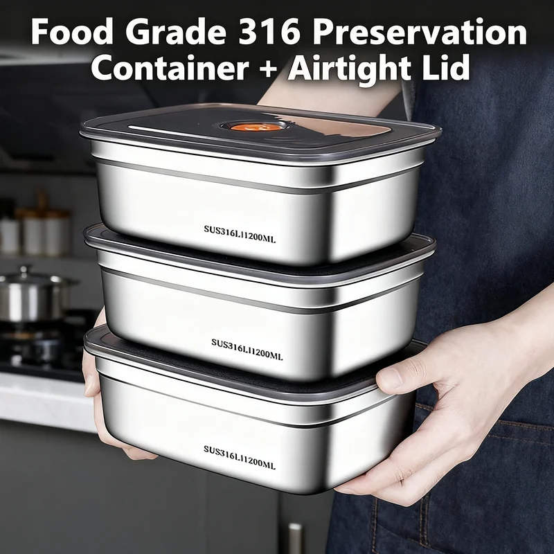 Outdoor Camping Fridge - Contenitore per Alimenti in Acciaio Inox