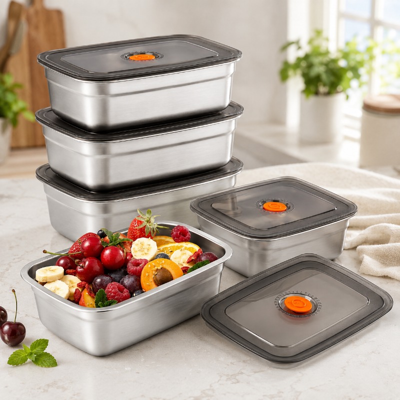 Outdoor Camping Fridge - Contenitore per Alimenti in Acciaio Inox