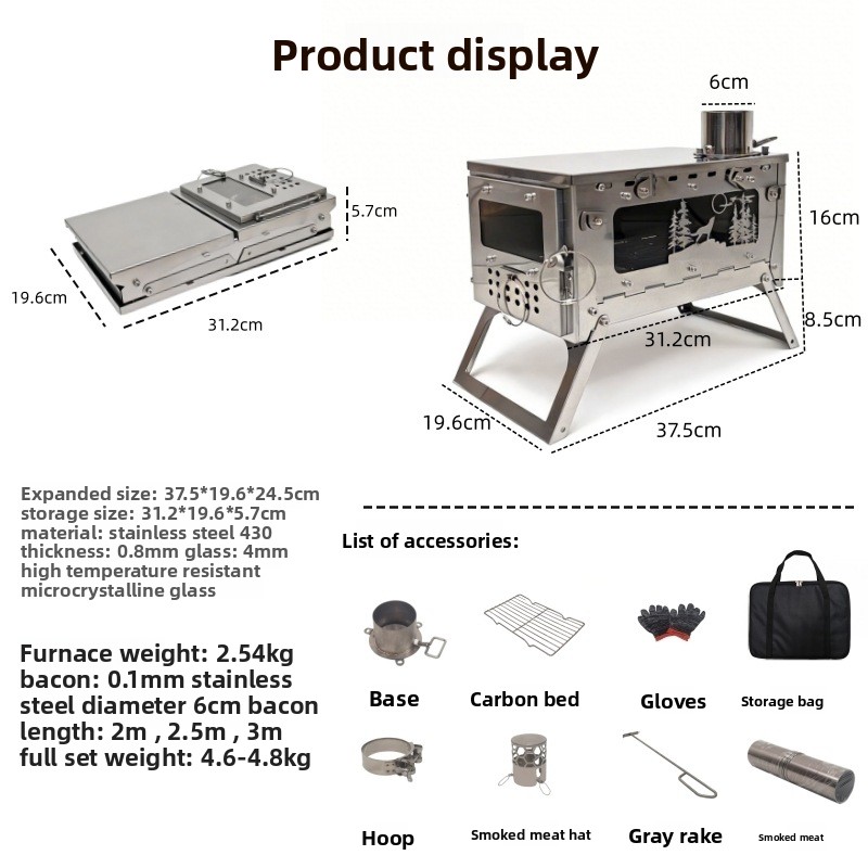 Stufa a Legna Pieghevole in Ac - Outdoor Camping Wood Stove recensione e prezzo