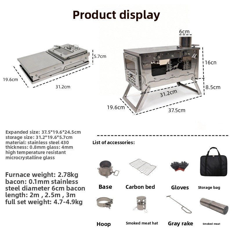 Stufa a Legna Pieghevole in Ac - Outdoor Camping Wood Stove recensione e prezzo